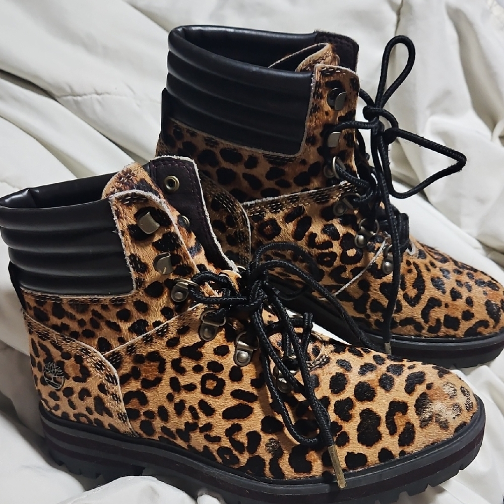 Timberland Leopard Print Combat Boots